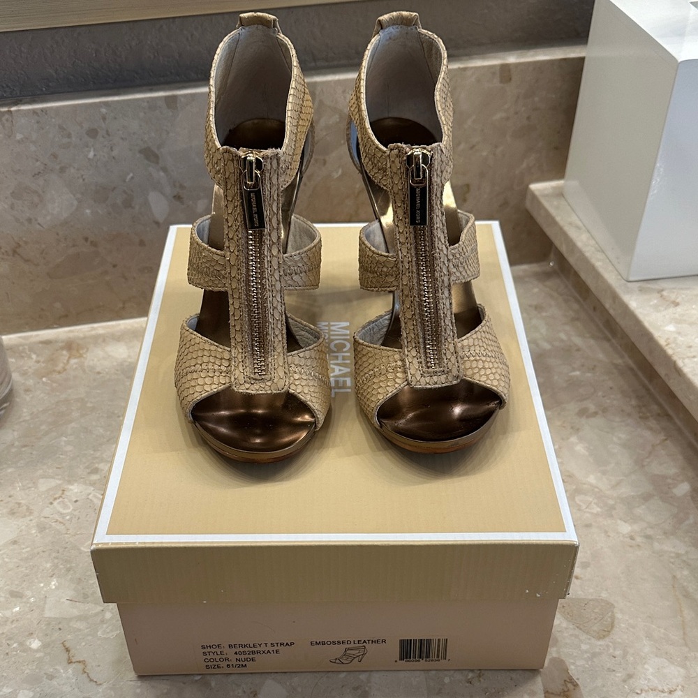 Michael Kors Tan Embossed Leather Heels